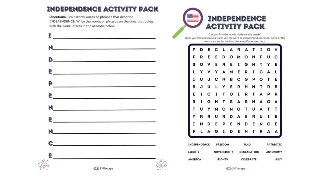 Independence Activity Pack